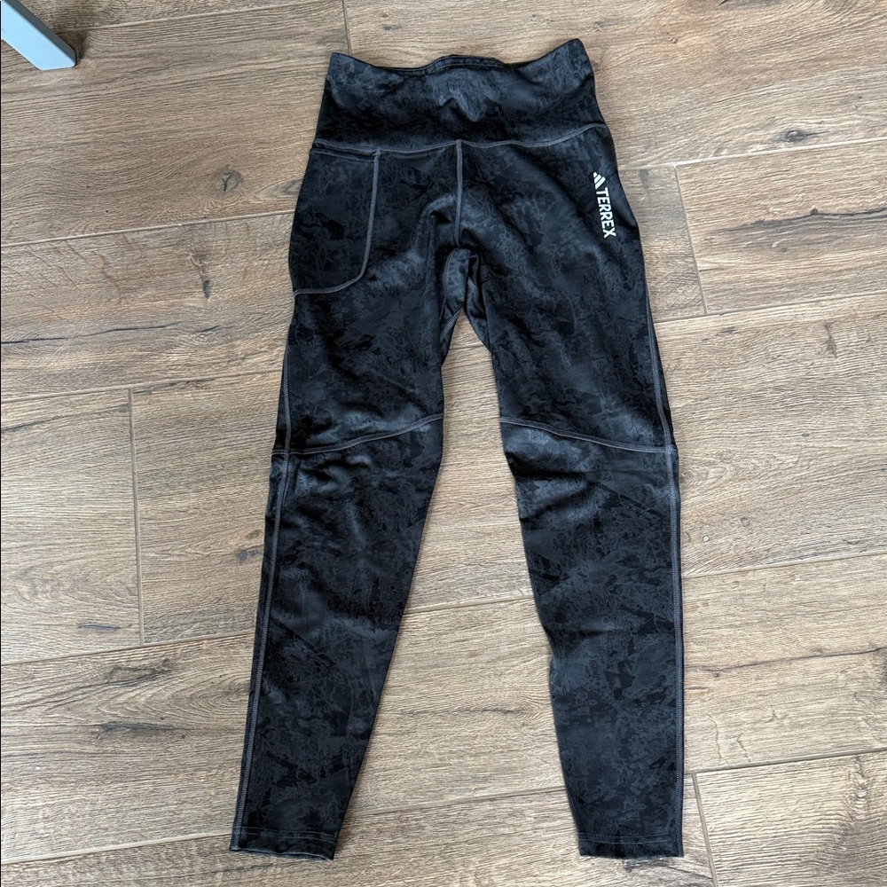 Adidas Black Leggings with Subtle Pattern